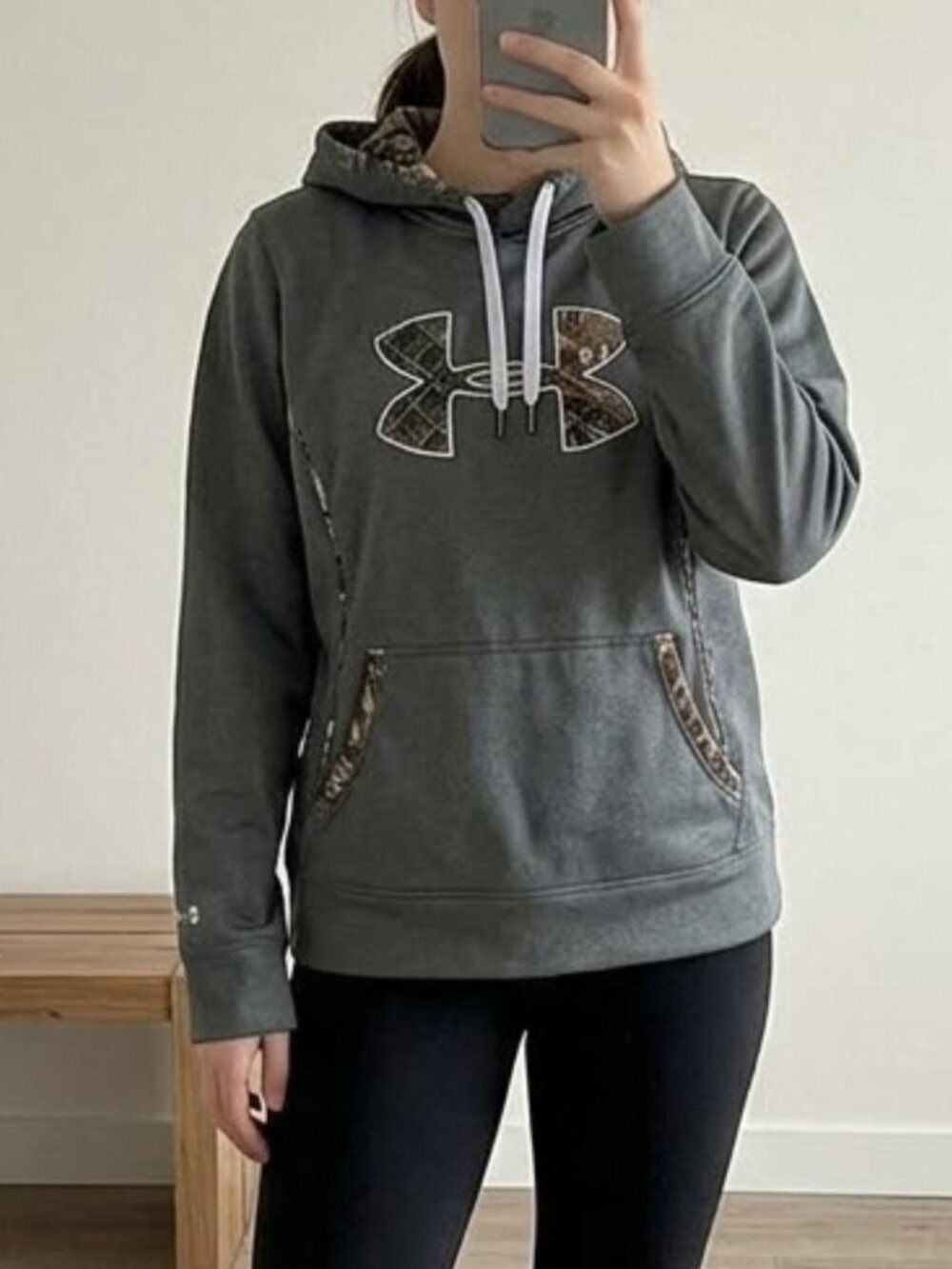 Under Armour Gray Camo Hooded Sweatshirt